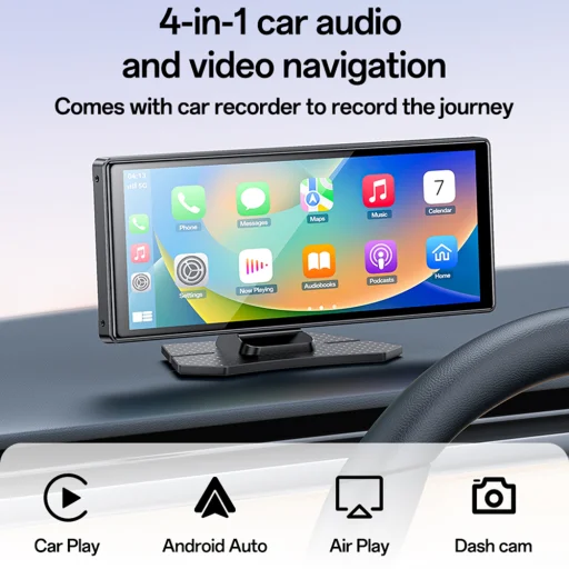 Yesido - Vezeték nélküli autós sztereó (KM19) - Dupla HD kamera, Plug&Play, CarPlay, Android Auto, AirPlay - Fekete - 3