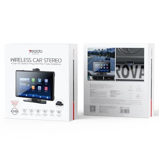 Wireless Car Stereo Yesido - DUAL HD Kamera, Bluetooth 5.2, Plug&Play, CarPlay, Android Auto, AirPlay - Fekete - 6