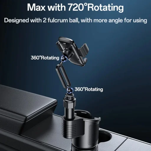 Yesido Autós tartó 2 az 1-ben (C273) - Pohártároló és telefon tartó, Rugalmas nézőszögek, 4,7-től 7,2 hüvelykes telefonokhoz - Fekete - 3