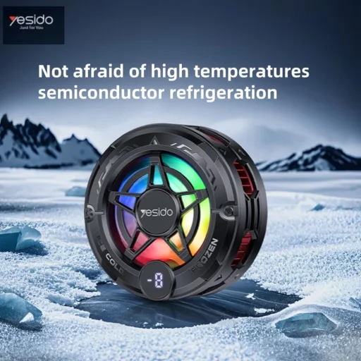 Telefonhűtő Techsuit - Phone Cooler (C226) - Félvezető, Mágneses, Univerzális, Gyors hűtés, RGB-vel, Digitális kijelző - Szürke - 2