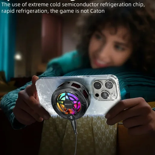 Telefonhűtő Techsuit - Phone Cooler (C226) - Félvezető, Mágneses, Univerzális, Gyors hűtés, RGB-vel, Digitális kijelző - Szürke - 4