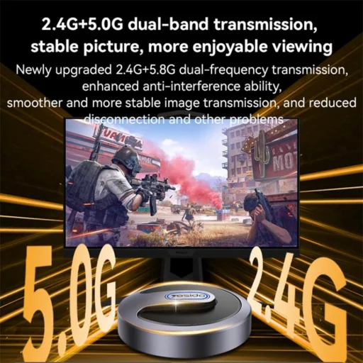 Yesido TV15 Képernyő Tükröző Dongle – Kettős WiFi 2.4GHz/5GHz, HDTV, 1080P, 5V/1A – Szürke - 7