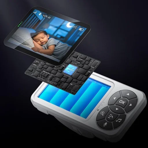 Yesido - Babamonitor (KM26) - 3,5 hüvelykes LCD kijelző, Éjjellátó, 2.4G Vezeték nélküli kamera - Fehér - 9