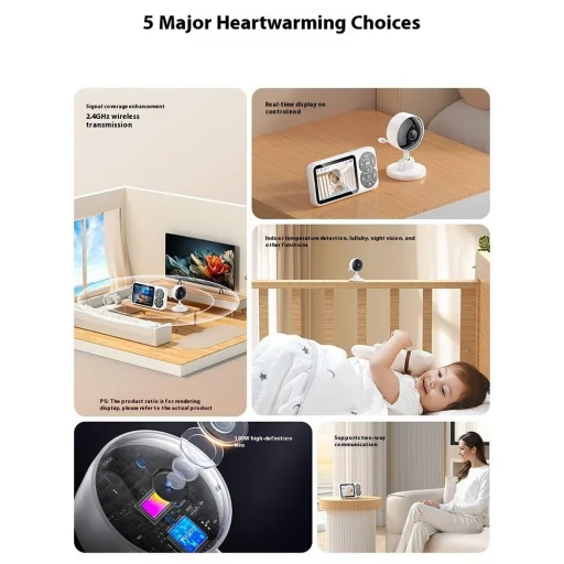 Yesido - Babamonitor (KM26) - 3,5 hüvelykes LCD kijelző, Éjjellátó, 2.4G Vezeték nélküli kamera - Fehér - 13