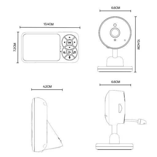 Yesido - Babamonitor (KM26) - 3,5 hüvelykes LCD kijelző, Éjjellátó, 2.4G Vezeték nélküli kamera - Fehér - 15
