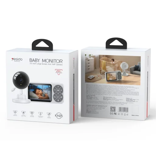 Yesido - Babamonitor (KM26) - 3,5 hüvelykes LCD kijelző, Éjjellátó, 2.4G Vezeték nélküli kamera - Fehér - 16