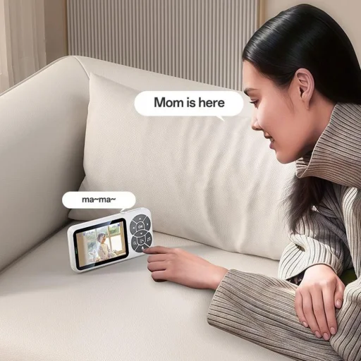 Yesido - Babamonitor (KM26) - 3,5 hüvelykes LCD kijelző, Éjjellátó, 2.4G Vezeték nélküli kamera - Fehér - 5