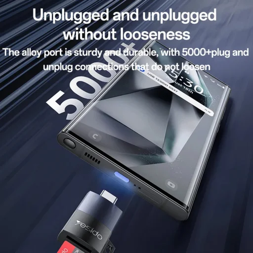 Yesido - Kártyaolvasó (GS37) - Type-C, nagysebességű, alumínium ötvözet, támogat 1TB-ot, Plug and Play, TF kártya - Fekete - 8