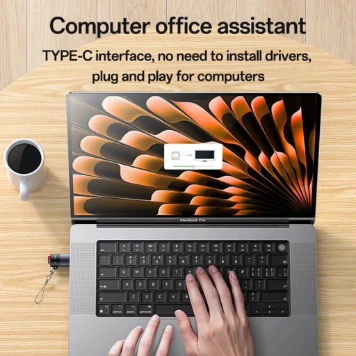 Yesido - Kártyaolvasó (GS37) - Type-C, nagysebességű, alumínium ötvözet, támogat 1TB-ot, Plug and Play, TF kártya - Fekete - 5