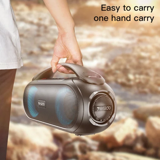 Yesido - Vezeték nélküli hangszóró (YSW19) - Bluetooth 5.0, RGB világítás, Sztereó, IPX6, TF, AUX, Flash-meghajtó, 3000mAh, 40W - Fekete - 4