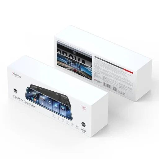 Yesido - Visszapillantó tükör Dash Cam-mel (KM24) - Carplay, Android Auto, AirPlay, BT5.2, Állítható kamera - Fekete - 10