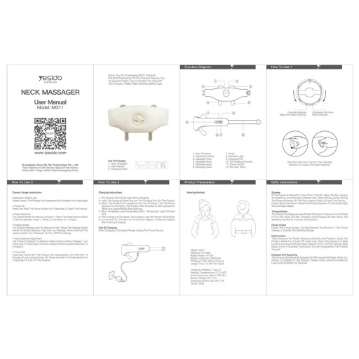 Yesido - Nyakmasszírozó (MG11) - Állítható, 3 sokoldalú masszázs mód, nyugtató hőterápia, 2400mAh - Bézs - 13