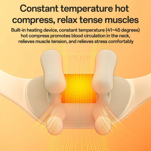 Yesido - Nyakmasszírozó (MG11) - Állítható, 3 sokoldalú masszázs mód, nyugtató hőterápia, 2400mAh - Bézs - 2