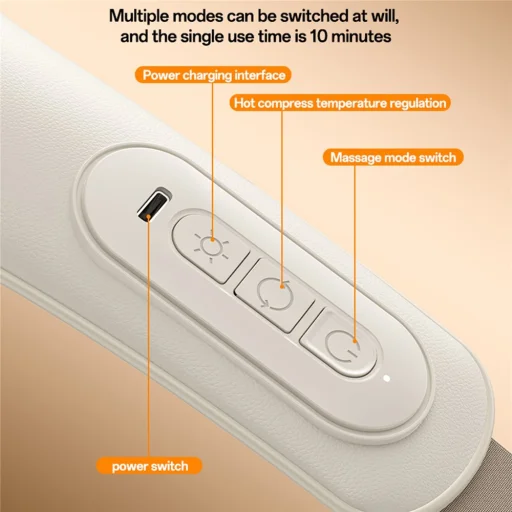 Yesido - Nyakmasszírozó (MG11) - Állítható, 3 sokoldalú masszázs mód, nyugtató hőterápia, 2400mAh - Bézs - 5