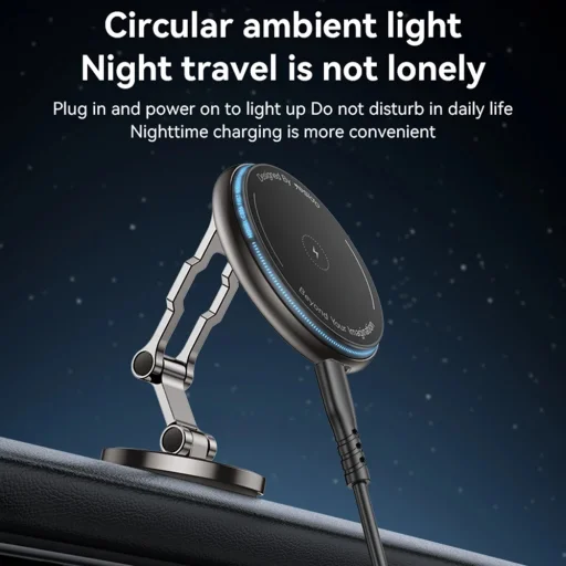 Autós tartó vezeték nélküli töltéssel (C306) - Műszerfalhoz, háromtengelyes támasz, rázkódásmentes, cink ötvözet, 15W - Fekete Yesido - 6