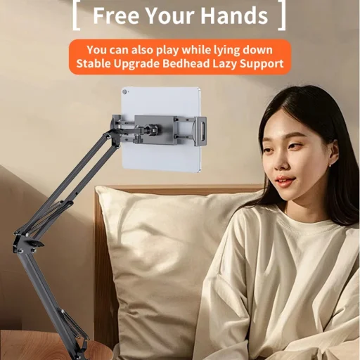 4 - 12.9 inch eszközökhöz Yesido Desk Holder (C296) Lazy Man Stand, Többirányú összecsukható tengely - Fekete - 4