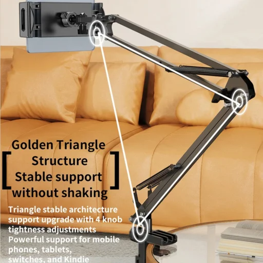 4 - 12.9 inch eszközökhöz Yesido Desk Holder (C296) Lazy Man Stand, Többirányú összecsukható tengely - Fekete - 5