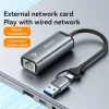 Yesido Ethernet Adapter (HB26) - USB, Type-C to RJ45, Windows, MacOS, Linux, 1000Mbps - Szürke thumbnail