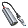 Yesido Ethernet Adapter (HB26) - USB, Type-C to RJ45, Windows, MacOS, Linux, 1000Mbps - Szürke thumbnail