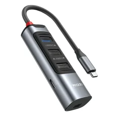 Yesido - 5 az 1-ben Dokkoló Állomás (HB24) - Type-C 3x USB, USB-C, Mini DisplayPort, PD100W, Gyors Töltés, 4K@30Hz, 5Gbps - Szürke