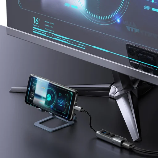 Yesido - 5 az 1-ben Dokkoló Állomás (HB24) - Type-C 3x USB, USB-C, Mini DisplayPort, PD100W, Gyors Töltés, 4K@30Hz, 5Gbps - Szürke - 7