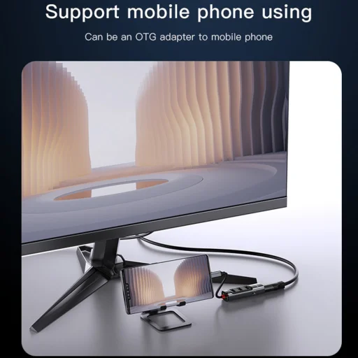 Yesido USB HUB 5in1 (HB22) - Type-C átalakító 3x USB, USB-C, HDMI, PD100W, Gyors töltés, 4K@30Hz, 5Gbps - Szürke - 6