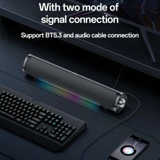 Yesido Vezeték nélküli hangszóró (YSW27) - Bluetooth 5.3, Audio System hang erősítő, RGB fények, TF, AUX, USB, 1200mAh - Fekete - 6