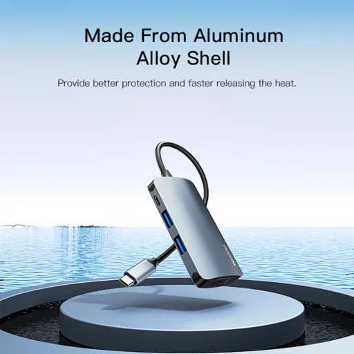 Yesido - Dokkolóállomás 7 az 1-ben (HB16) - Type-C 1x USB3.0, 2x USB2.0, TF/SD Kártya, 1x VGA, 1x Type-C, 5Gbps, PD100W - Szürke - 7