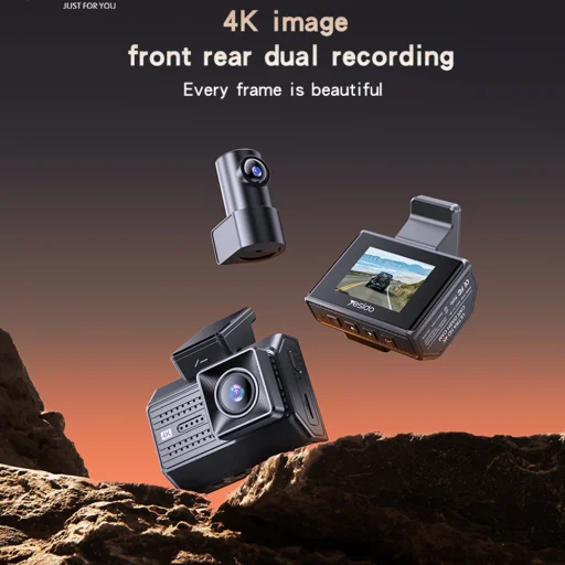 Yesido - Dual Dash Camera (KM15) - 2" IPS kijelző, Elülső + Hátsó Kettős Felvétel, G-Sensor, Akár 256GB Tárhely - Fekete - 3