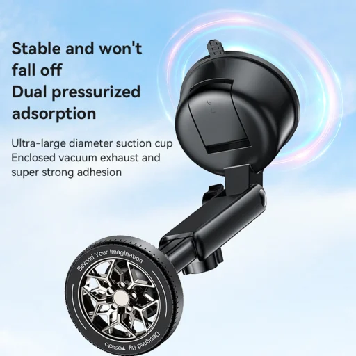 Yesido Autós tartó (C266) - Mágneses N52, műszerfalra, 360 fokos talp, teleszkópos karos befogó, egyedi kialakítás, 4.7-7.2 inch - Fekete - 3