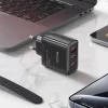 Yesido - Fali töltő (YC144C) - GaN, Gyors töltés, Telefonhoz, Tablethez, USB, 2x Type-C, PD65W, QC18W, USB-C Kábel, 1m - Fekete thumbnail