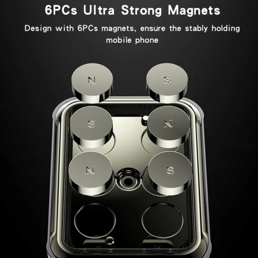 Yesido - Autós tartó (C264) - Mágneses, a műszerfalhoz/szélvédőhöz, 360°, összecsukható karokkal, cink ötvözet - Fekete - 7