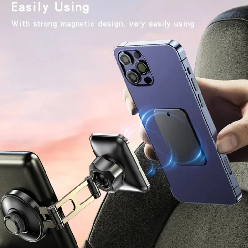 Yesido - Autós tartó (C264) - Mágneses, a műszerfalhoz/szélvédőhöz, 360°, összecsukható karokkal, cink ötvözet - Fekete - 3