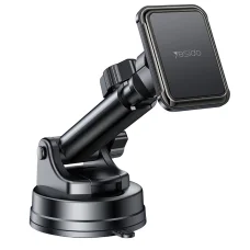 Yesido - Autós tartó (C263) - Mágneses, műszerfalra/szélvédőre, 360°, teleszkópos rögzítőkar, univerzális - Fekete