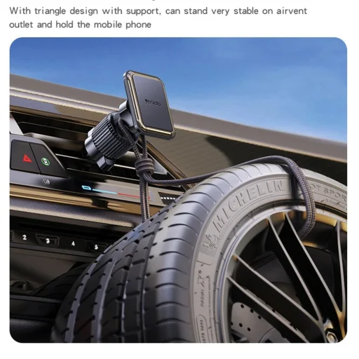 Autós telefontartó Yesido (C245) - Mágneses, légrostélyra szerelhető, továbbfejlesztett rögzítő, szabad forgatási szög - Fekete - 4