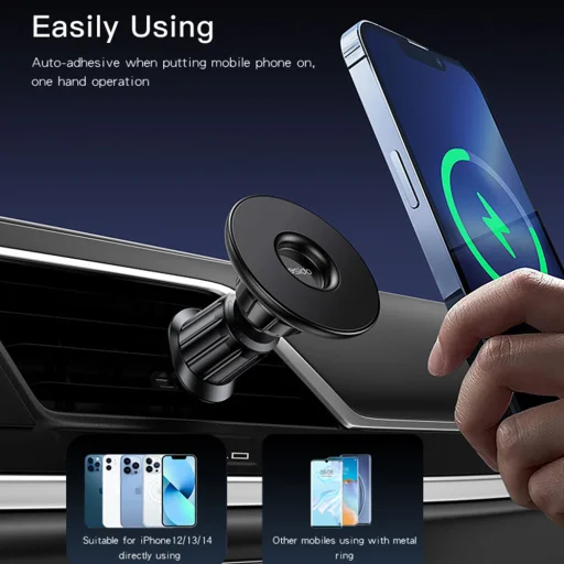 Autós tartó Yesido C156 Mágneses rögzítő szellőzőrácsra - Fekete - 2