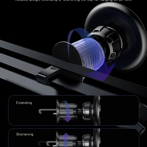 Autós tartó Yesido C156 Mágneses rögzítő szellőzőrácsra - Fekete - 3