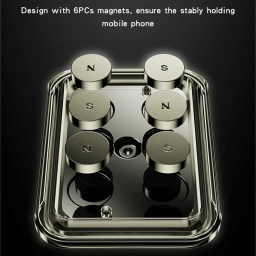 Yesido Car Holder (C244) - Mágneses, légbefúvóhoz, Fejlesztett klipsszel, Szabadon forgatható szög, N42 mágnesek - Fekete - 8