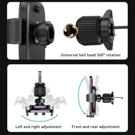 Autóstartó Yesido (C241) - Légbeömlőhöz, Hárompontos kiegyensúlyozott, 4,7-7,2 colos telefonokhoz - Fekete - 4