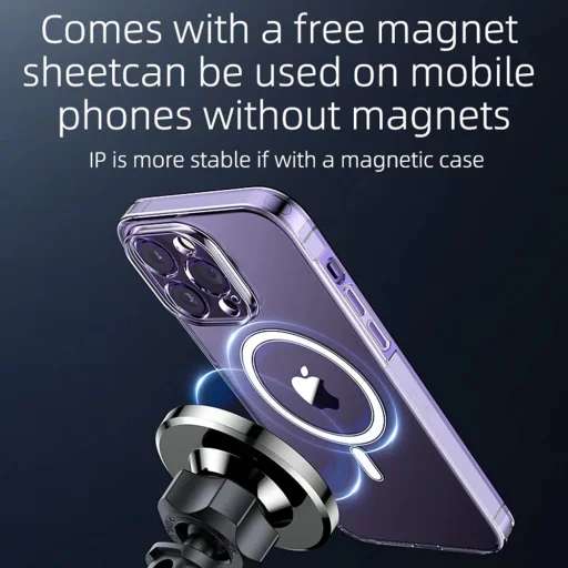 Yesido Autós tartó (C179) műszerfalra, Csillag gyűrű mágneses kialakítás, 360 fokos, 15W, cinkötvözet - Fekete - 6