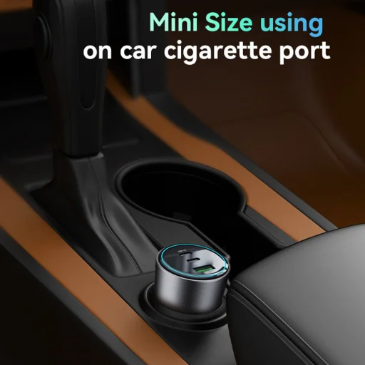 Yesido - Autós töltő (Y59) - 2x Type-C, USB-A, 200W, Gyors töltés, Többféle védelem, Beépített színes világítás - Fekete - 7