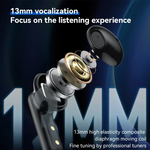 Yesido Vezeték nélküli fülhallgató (TWS25) Mikrofonnal, Bluetooth V5.3, Érintésvezérlés, Fél-in-ear kialakítás, 250mAh - Fekete - 3