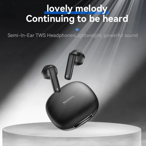 Yesido Vezeték nélküli fülhallgató (TWS25) Mikrofonnal, Bluetooth V5.3, Érintésvezérlés, Fél-in-ear kialakítás, 250mAh - Fekete - 4