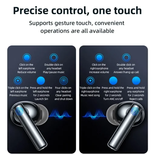 Yesido TWS23 Wireless Fülhallgató - Zajszűréssel, Érintésvezérléssel, Bluetooth V5.3, Fülbe helyezhető kialakítással, 300mAh - Fekete - 13