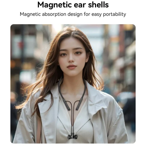 Yesido - Wireless Earbuds (YSP21) - Mágneses, nyakpánt kialakítású, Bluetooth V5.3, 280mAh, Type-C - Fekete - 5