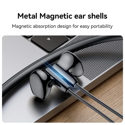 Yesido - Wireless Earbuds (YSP21) - Mágneses, nyakpánt kialakítású, Bluetooth V5.3, 280mAh, Type-C - Fekete - 7