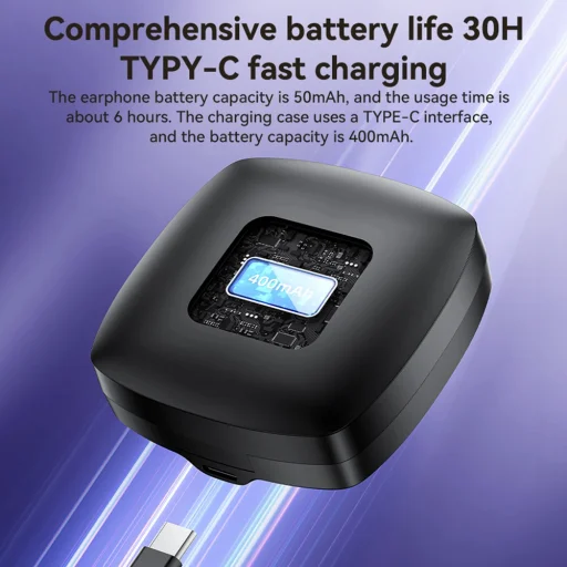 Yesido - Vezeték nélküli fülhallgatók (YSP19 WH) - Bluetooth V5.4, Nyitott fül kialakítás, 400mAh, Type-C, 30 óra működési idő - Fehér - 4