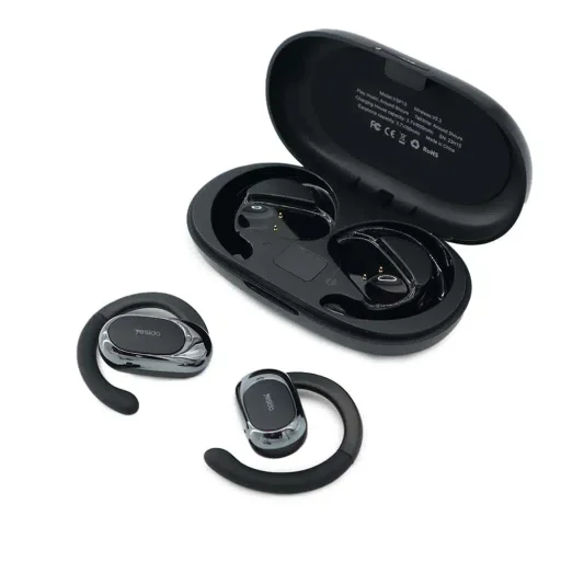 Yesido - Wireless Earbuds (YSP13) - Vezeték nélküli fülhallgató Bluetooth V5.3-mal, nyitott fül kialakítással, légvezetéses hangzással, 600mAh, LED - Fekete - 2