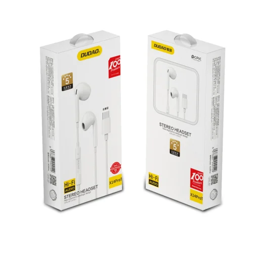 Dudao fülbedugós vezetékes fülhallgató USB Type-C csatlakozóval fehér (X14PROT) - 5