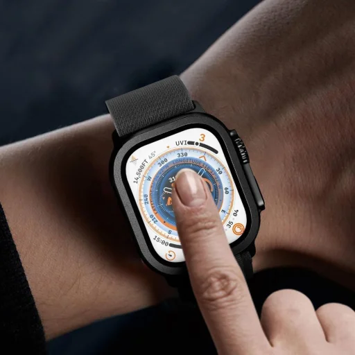 Apple Watch Ultra 1 / 2 / 3 (49 mm) edzett üvegfólia, Tech-protect Glass Ring 2-pack Titán - 3